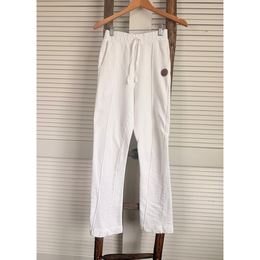 Farm Rio White Textured‎ Cotton Straight Leg Sweatpants Joggers Size P Small